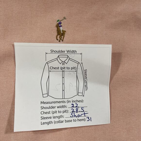 Polo Ralph Lauren Peach Button Down Oxford Shirt Embroidered Pony Mens Size 2XB - Picture 7 of 8